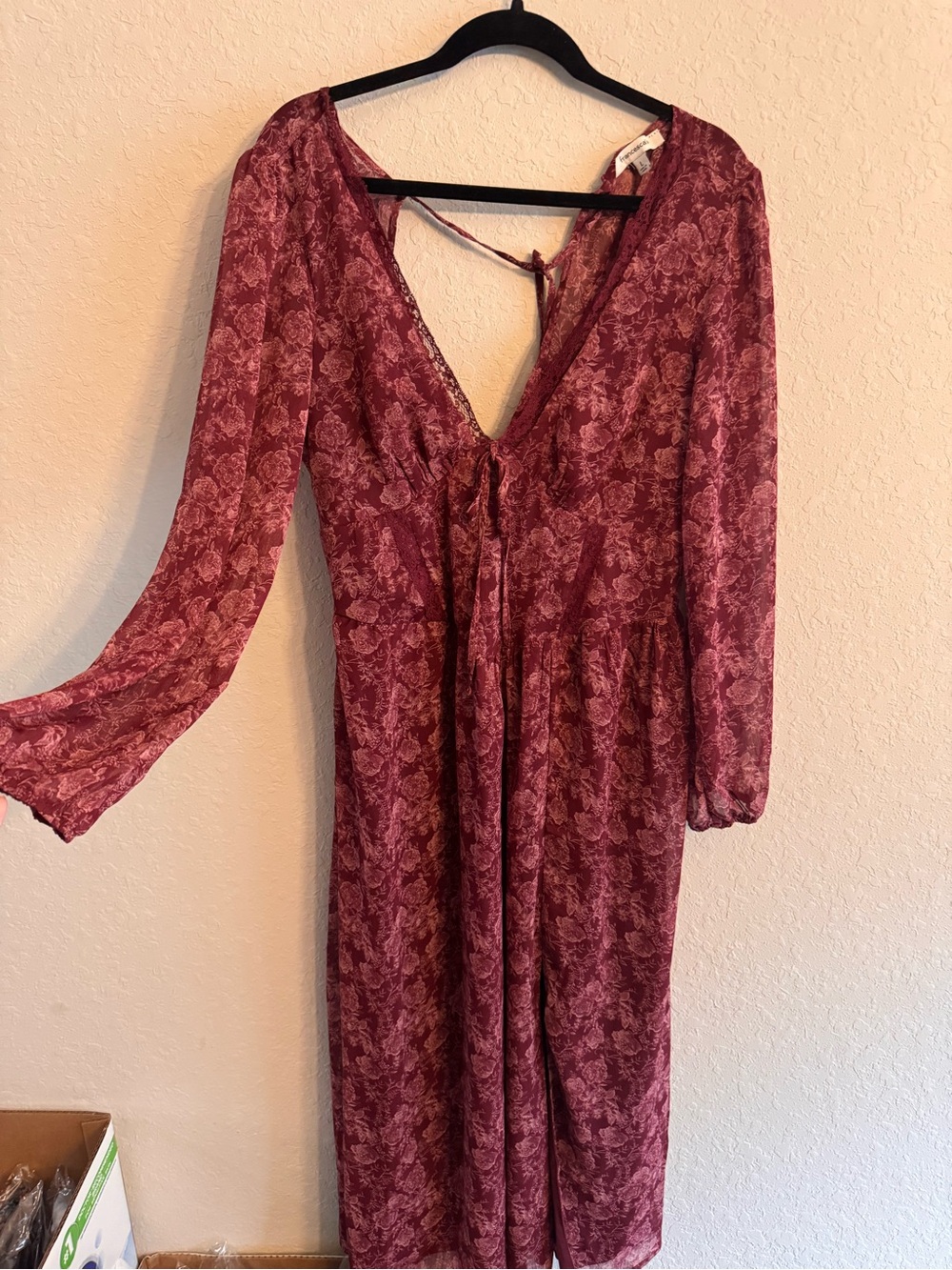Francesca's Collections Red Floral Maxi Dress